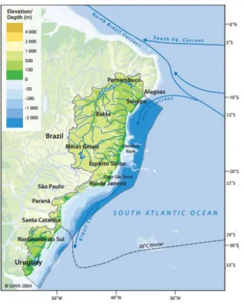 Figure 4. Ocean currents acting in the Brazilian coast. 