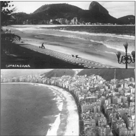 Figura  2:  Praia  de  Copacabana  na  década  de  1920  e  na  década  de  1950,  respectivamente.