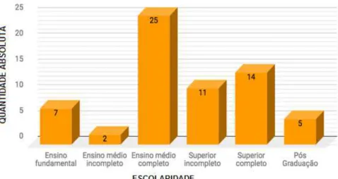 Gráfico 1 - Grau de escolaridade dos entrevistados por este estudo. 