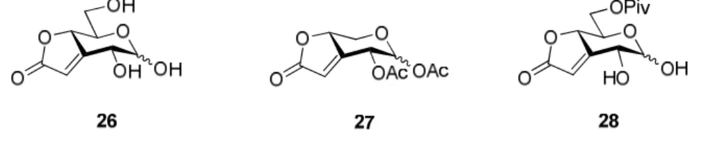 Fig. 2. Structures des dérivés glycidiques dans lesquel l’unité butenolide est fusionnée à  un cycle pyranose en positions 3 et 4
