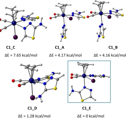 Figure 13. Possible coordination modes of L1 ligand obtained from DFT calculations.  