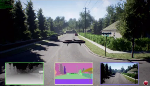 Fig. 3.6, being somewhat similar to Flight Simulator X in that regard. The main focus of their simulation is on UAVs, such as drones, and cars and the intended use is to use the platform to train agents by using machine learning.