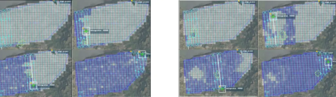 Figure 3.8: Experiments using two different Sensor Control Algorithms in a Creeping Line search pattern (extracted from [Arbeit, 2013])
