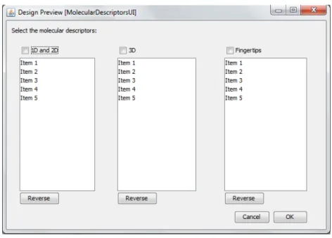 Figura 3.6: Interface gráfica - descritores moleculares.