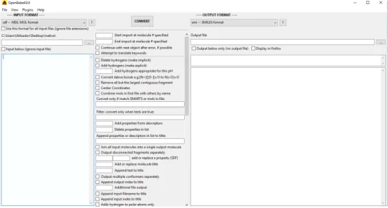 Figure 3.2: Representation of the graphic interface of the OpenBabel software.