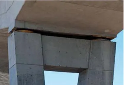 Figura 3 – Apoio entre o tabuleiro e um pilar em uma ponte  de concreto pré-moldado 
