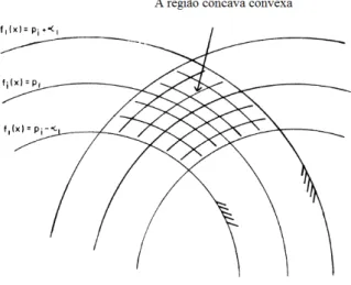 Figura 2.5: O problema de viabilidade convexa-cˆoncava para resolver equa¸c˜oes n˜ao- n˜ao-lineares.
