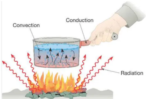 Figura 3.3- Representação dos mecanismos de transferência de energia sob a forma de  calor, (retirado de: http://faculty.icc.edu/easc111lab/labs/labi/prelab_i.html) 