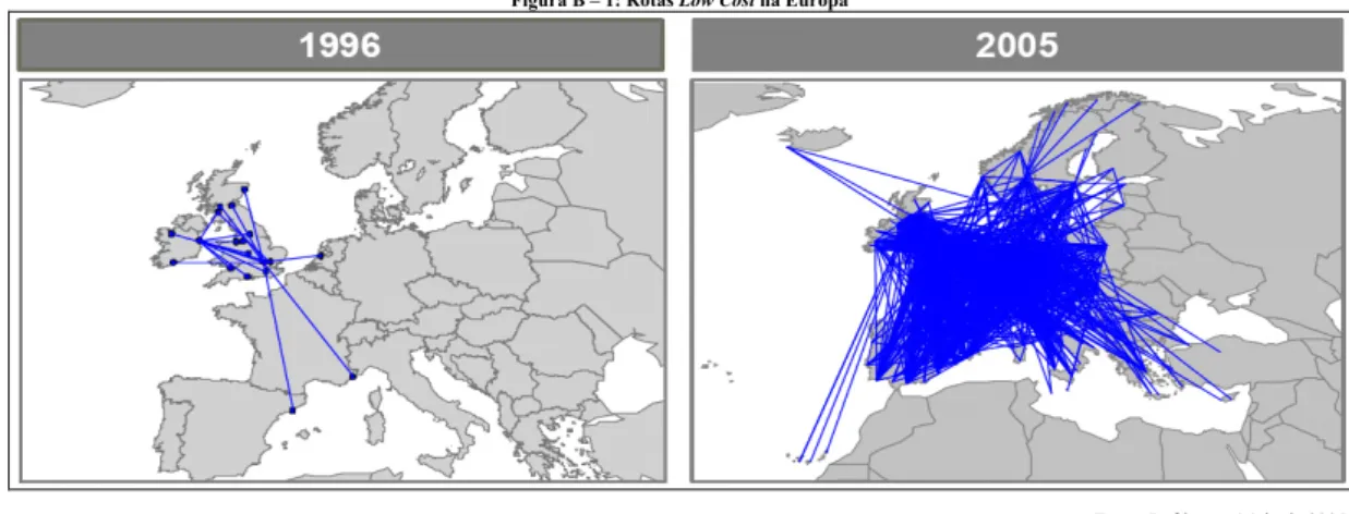 Figura B – 1: Rotas Low Cost na Europa 