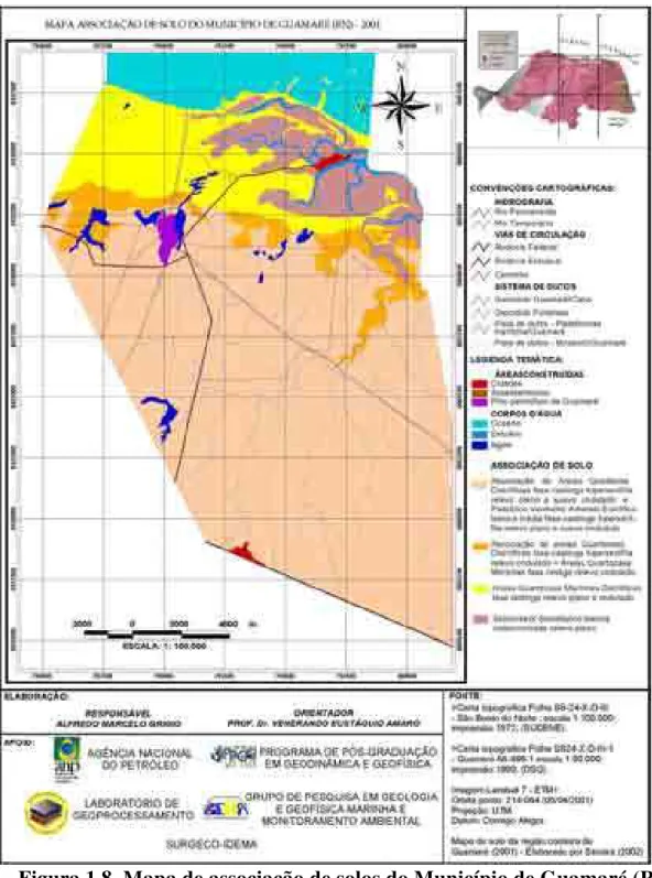 Figura 1.8. Mapa de associação de solos do Município de Guamaré (RN).  Fonte: Grigio, 2003 
