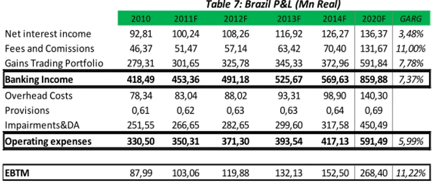 Table 7: Brazil P&amp;L (Mn Real)