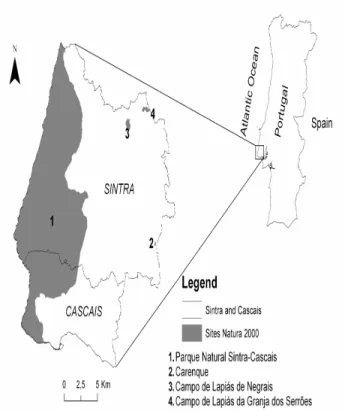 Figure 1. Sintra and Cascais Municipalities and Natura  2000 protected areas 