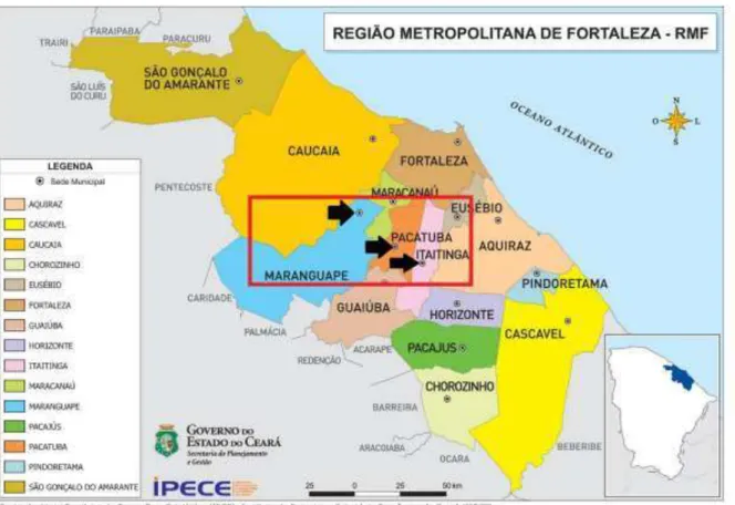 Figura 1: Mapa da região metropolitana de Fortaleza. 