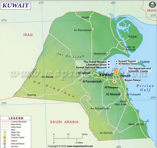 Figura 3 – Kuwait Map, 2019. Maps of World. 