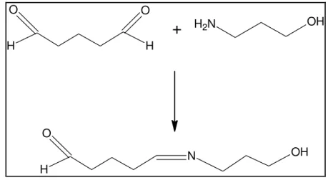 Figura 3: Formação da imina a partir da reação do 3-amino-1-propanol com o glutaraldeído