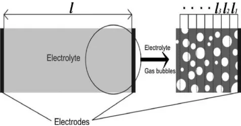 Figura 3: Formação de fração de vazio em um eletrólito. 
