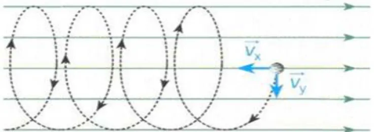 FIGURA 10: Representação de Carga Elétrica em movimento num Campo Magnético Uniforme