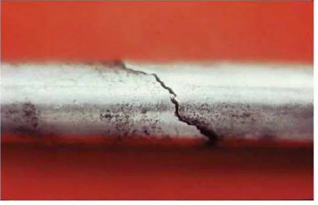 Figura 07- Corrosão sob tensão fraturante em tubo de aço inox AISI 304. 