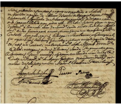 Fig. 3 – Assinaturas de Agostinho da Silva e Pietro Setaro na última página do contrato de 17/7/1759