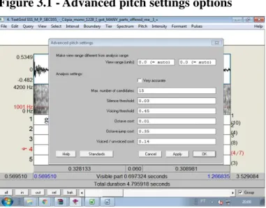 Figure 3.1 - Advanced pitch settings options