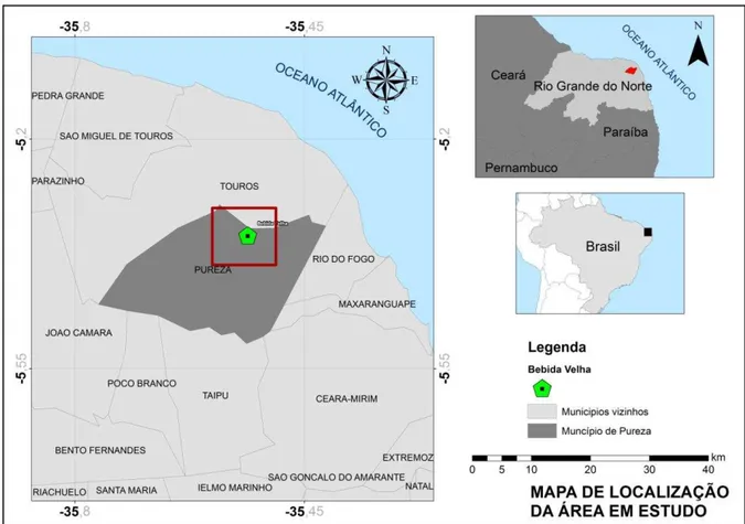 Figura 1: Mapa de localização da comunidade de Bebida Velha, fixada no município de Pureza/RN, Brasil