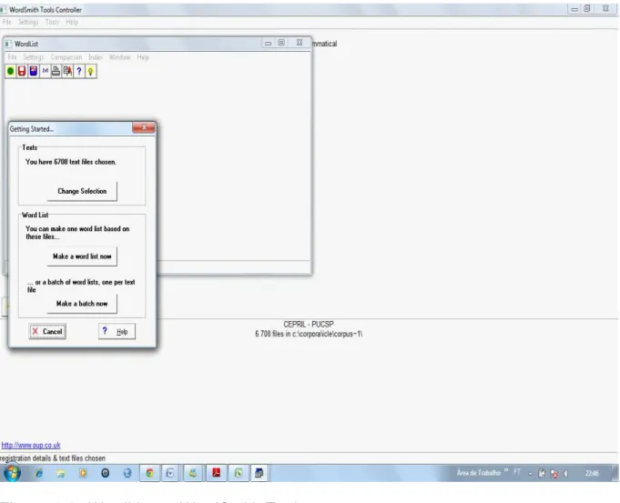 Figura 3.8. WordList no WordSmith Tools. 