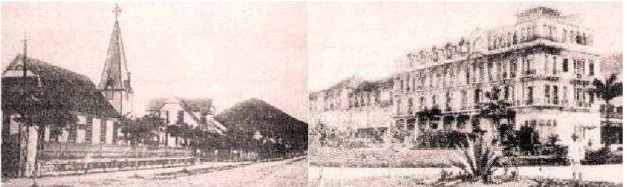 Figura 4 -  Estância Balneária de Guarujá em 1893 composta por - Chalés, Igreja e Hotel