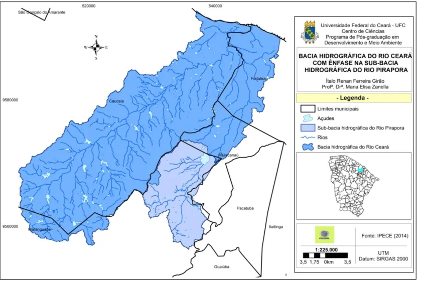 Figura 10  –  Localização da sub-bacia hidrográfica do Rio Pirapora, município de Maranguape, Ceará, Brasil