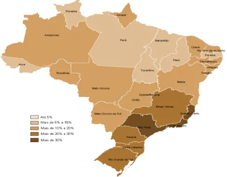 Figura 2 - Taxa de cobertura dos planos privados de assistência  médica por Unidades da Federação (Brasil - setembro/2011) 