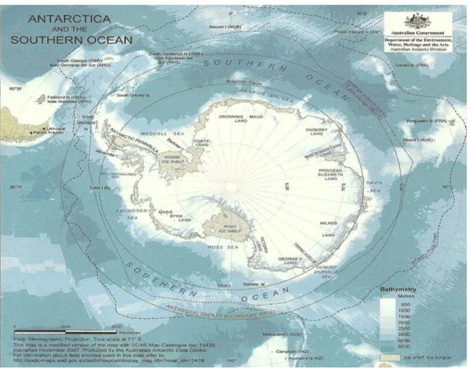Figura 7: Localização de Ushuaia e Antártica 