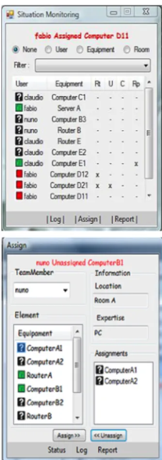 Fig.  5  ToolClient  -  Top:  Situation-monitoring  panel;  Bottom: 