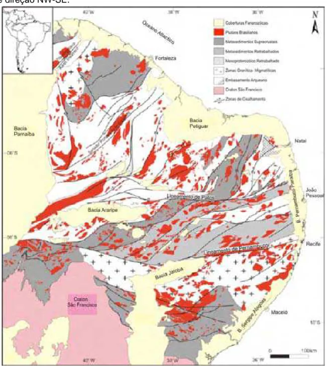 Figura 3.2 – Contexto geológico da Província Borborema, com os principais elementos lito  estruturais