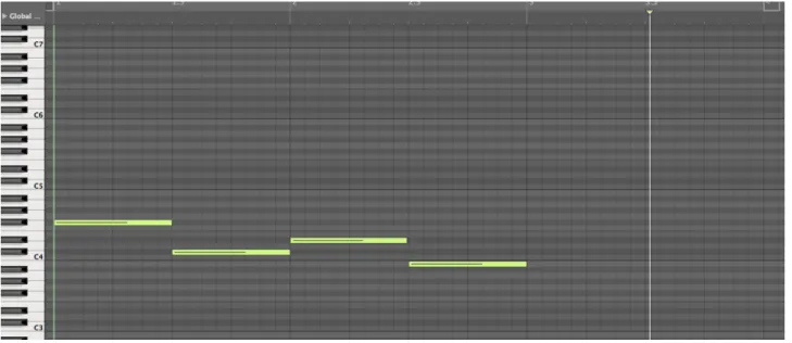 Fig. 15 | Representação do logo sonoro com as notas Fa#, Do#, Ré# e Si