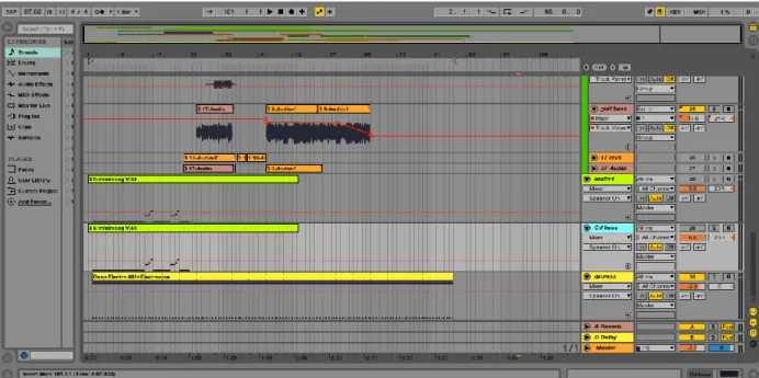 Figura 7: Composição e mistura da identidade sonora (Ableton Live) 