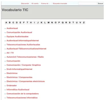 Figura 3. software Tesauro TIC TemaTres. http://knoc.com.ar/vtic/index.php 