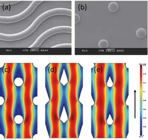 Figure 2. Surface morphology of tailor-made profiled membranes with: (a) waves and (b) pillars  corrugations