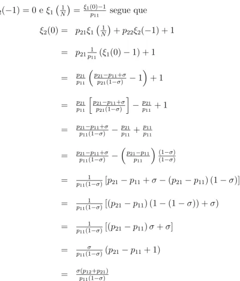 Tabela 3.2: Simula¸c˜ao para os valores de ξ 1 (u) e ξ 2 (u)