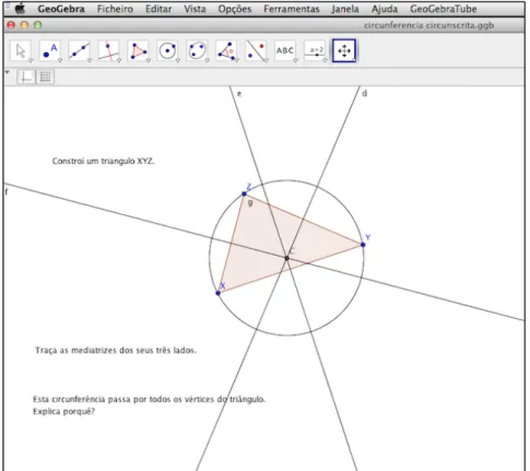 Figura 6: Recurso utilizado para lecionar “Circunferência circunscrita a um triângulo”