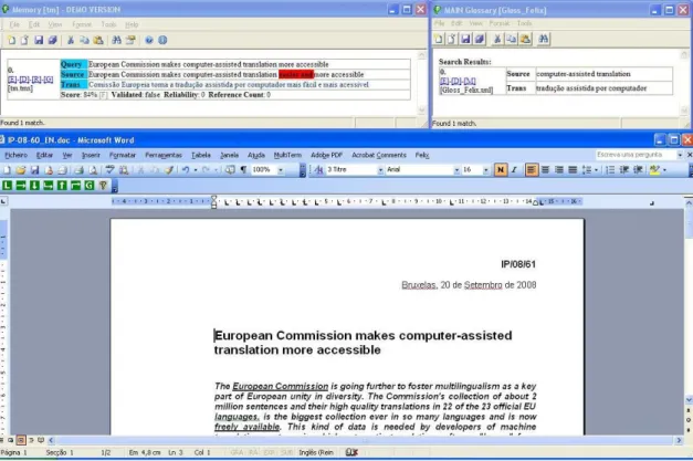 Figura 12 – Ambiente de tradução com o software Félix 