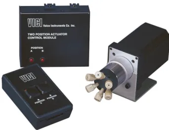 Figure 9 - The Valco 2-position valve (right) with and actuator module (top left) and a  manual controller (bottom left)