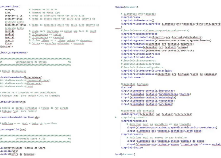 Figura 7  –  Orientações gerais para normalização no template estruturado no ShareLaTeX.