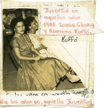 Figura 1 - Teresa Chang y Ramona Kuffó, Chone, Manabí, Ecuador, 1955. Fotografía que perteneció a  Alfredo Kuffó 