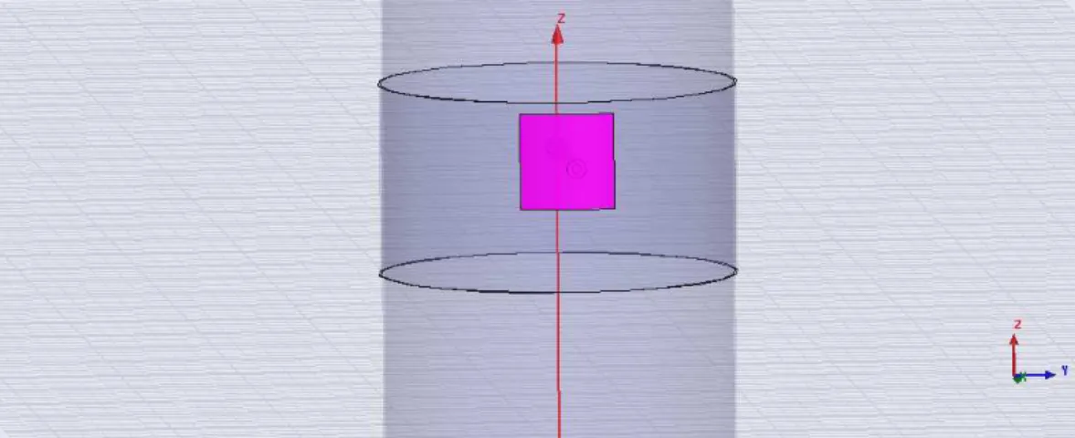 Figura 6.2 - Antena retangular cilíndrica simulada no HFSS™ 