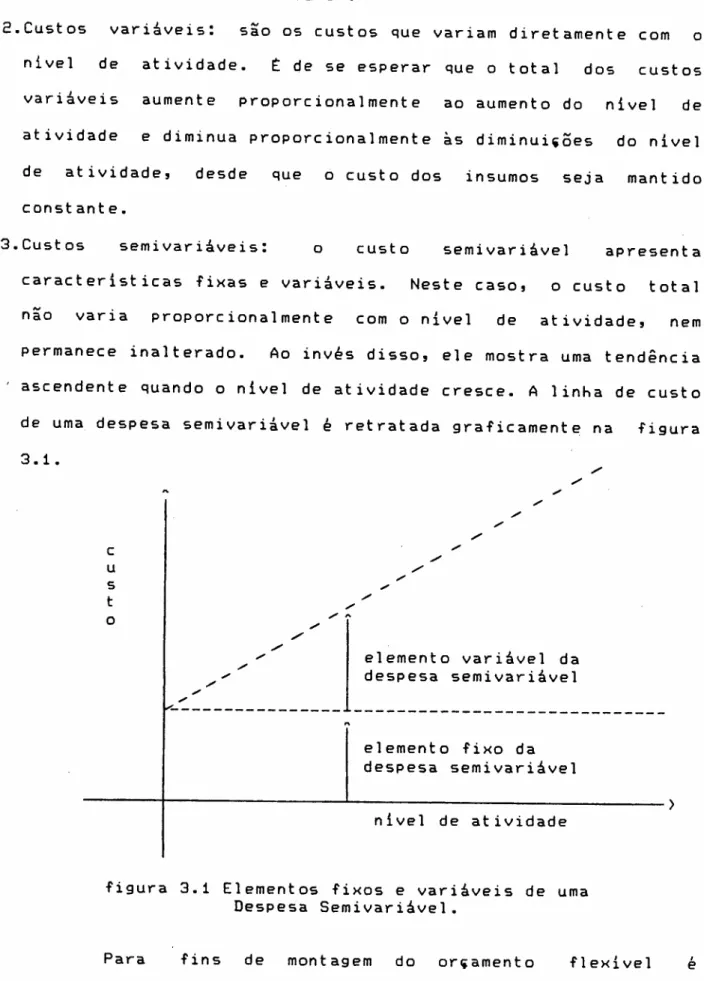 figura 3.1 Elementos fixos e variáveis de uma Despesa Semivariável.