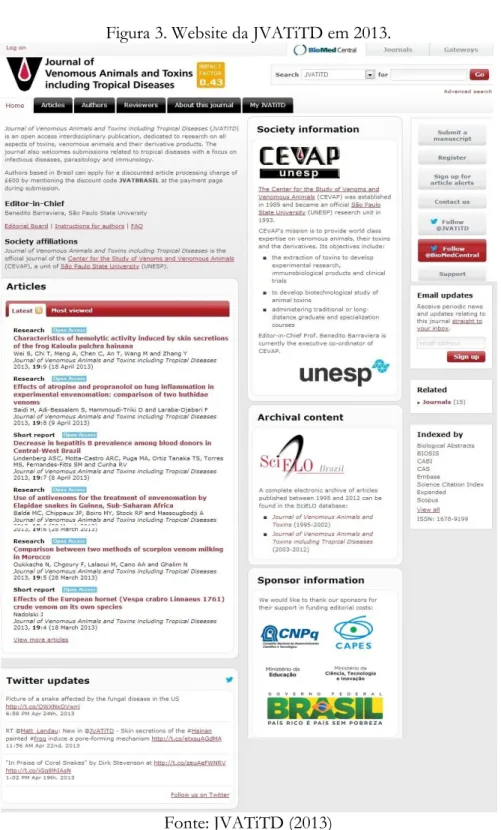 Figura 3. Website da JVATiTD em 2013. 