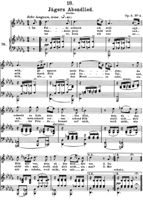 Fig. 4. Schubert, Ausgewählte Lieder - 18. Jägers Abendlied D. 368 (op. 3, n.º 4), 1816
