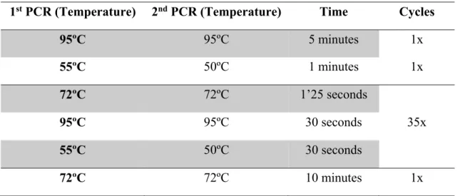 Table 4 – C. trachomatis ompA Nested-PCR amplification profile 
