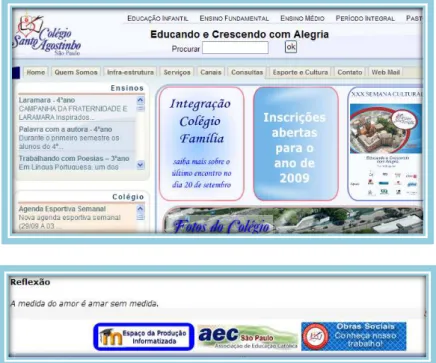 Figura 6: Página inicial do site do colégio em 2008 com o ícone do Moodle no rodapé. 