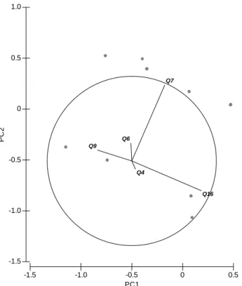 Figure 3 – PCA applied to the Knowledge Index questions 