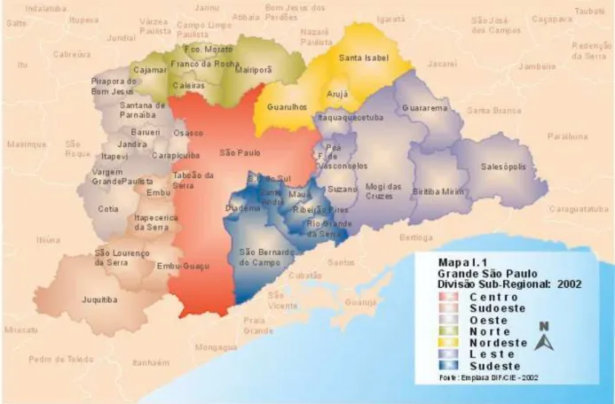 Figura 1: Divisão Sub - Regional da Região Metropolitana de São Paulo